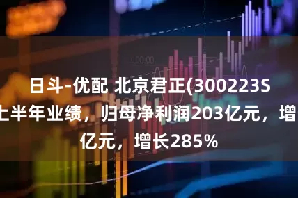日斗-优配 北京君正(300223SZ)发布上半年业绩，归母净利润203亿元，增长285%